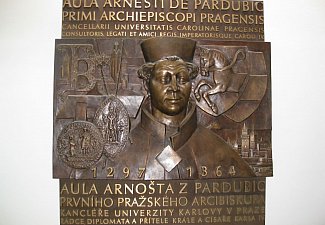 Arnošt of Pardubice - Bronze relief