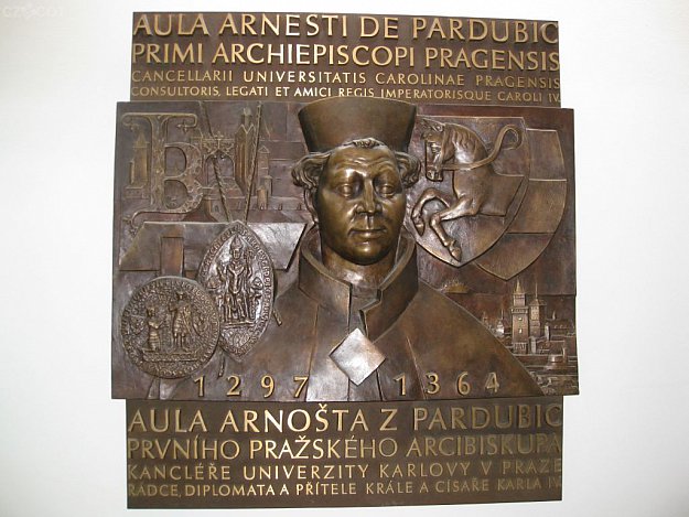 Arnošt of Pardubice - Bronze relief