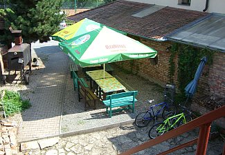 View from the terrace to the garden
